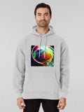 Universal Conflict Abstract Hoodie - Conceptual Cosmic Design Heather Grey