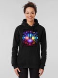 Cosmic Jester Ten Dimensional Hive Hoodie - Infinity Mind Art Black