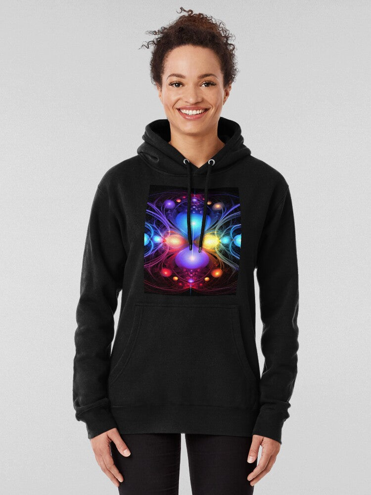 Cosmic Jester Ten Dimensional Hive Hoodie - Infinity Mind Art Black