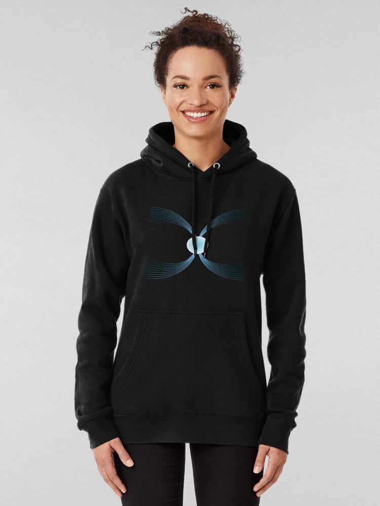 Luminescent Magnetic Field Hoodie - Physics Visualization Art Black
