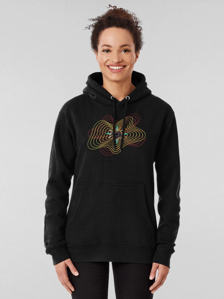 Kaleidoscope Spirals Hoodie - Vibrant Floral Geometry Design Black