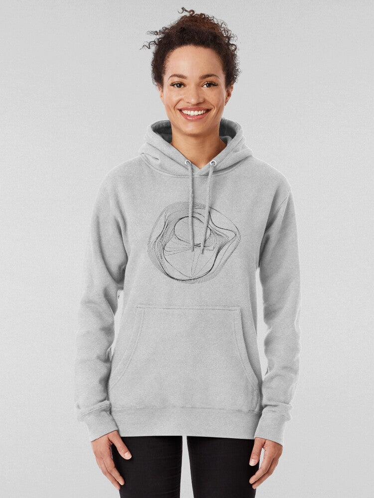 Grid Spreading Lines Hoodie - Modern Optical Illusion Pattern Heather Grey