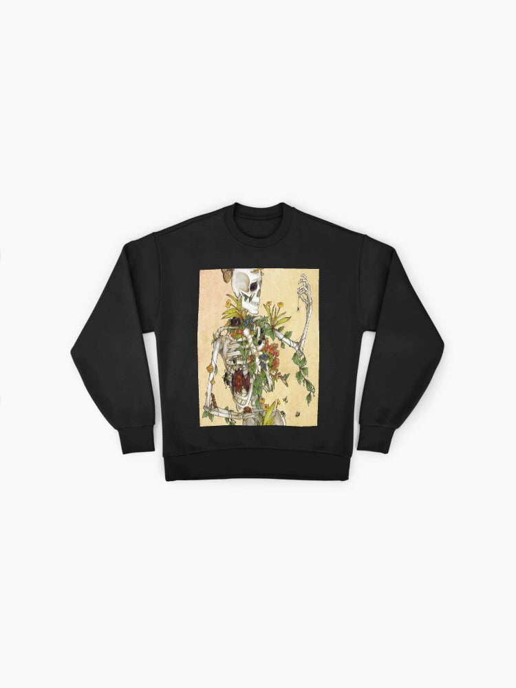 Floral Skull Graphic Sweatshirt, Bones and Botany Pullover