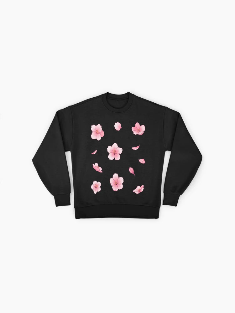 Falling Sakura Cherry Blossom Sweatshirt | Floral Japanese Oversized Top