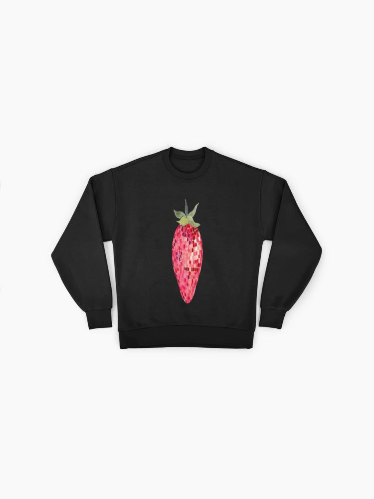 Disco Ball Strawberry Graphic, Funky Oversized Sweatshirt