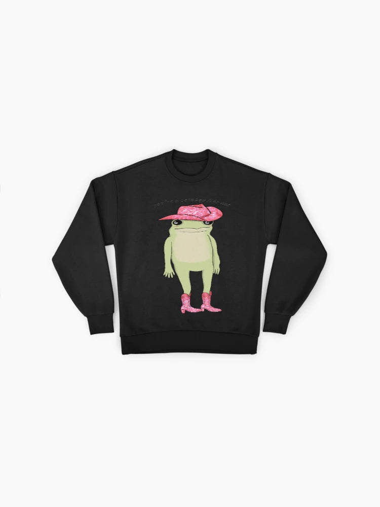 You're a Cowboy Like Me" Frog Sweatshirt | Trendy Oversized Apparel