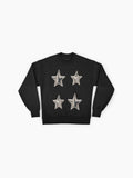 Metallic Stars Graphic Sweatshirt, Celestial Space Aesthetic Top