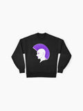 Purple Mohawk Silhouette Sweatshirt, Edgy Alt Hairstyle Graphic