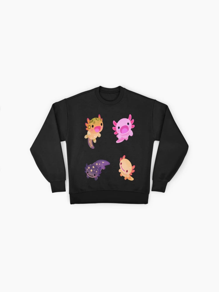 Happy Axolotl Graphic Print, Premium Oversized Sweatshirt