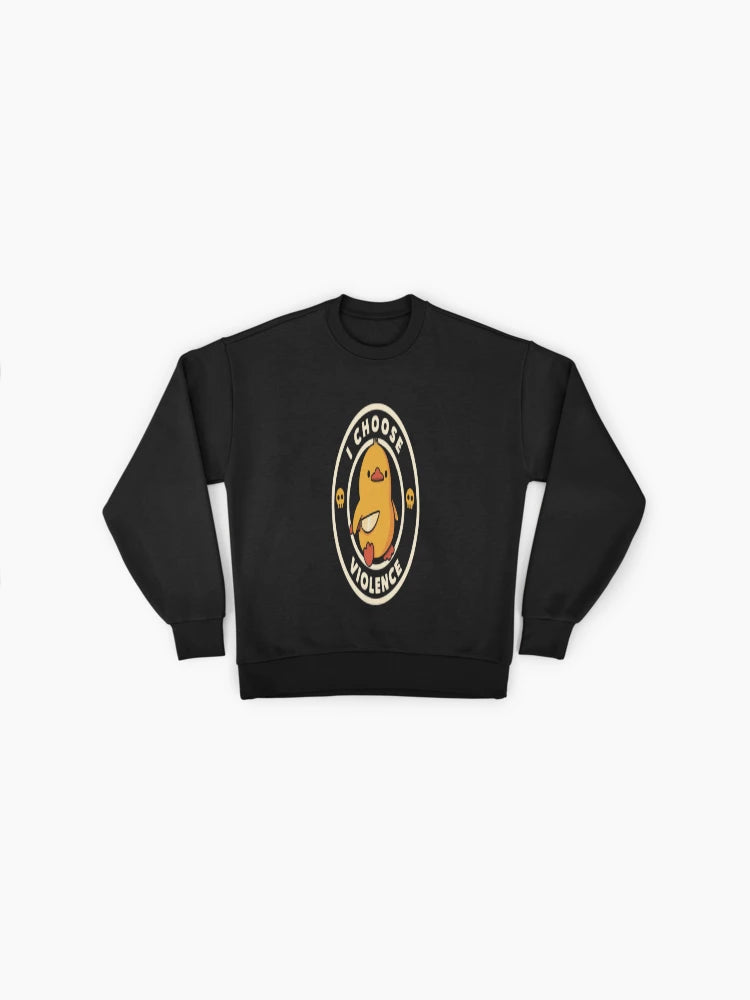 Funny 'I Choose Violence' Duck, Premium Oversized Sweatshirt