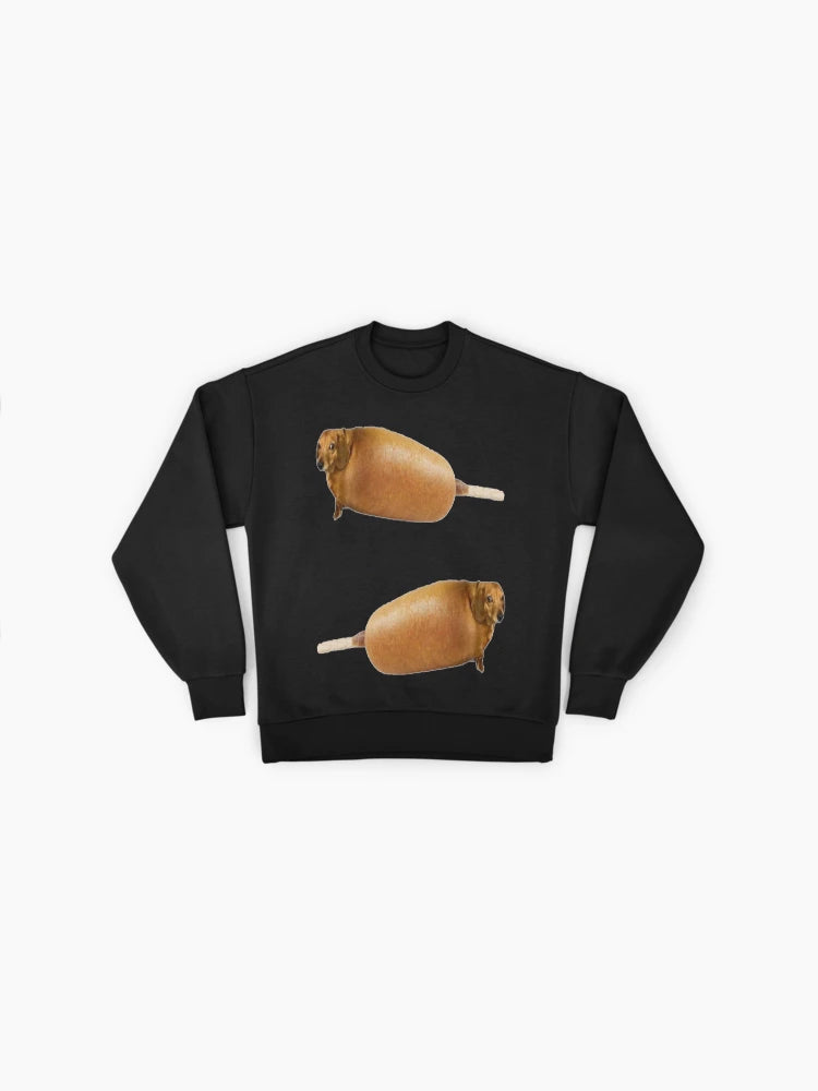 Corndogs Pattern Sweatshirt, Funny Fair Food Graphic Apparel Top
