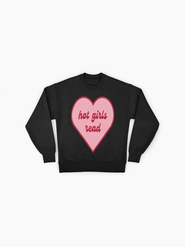 'Hot Girls Read' Kindle Sticker, Bookish Oversized Sweatshirt
