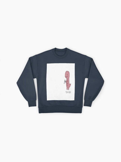 'Tea-Rex' Dinosaur Illustration Sweatshirt | Funny Pun Oversized Top