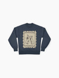 Vintage Rabbit Stamp Art Print, Premium Oversized Sweatshirt