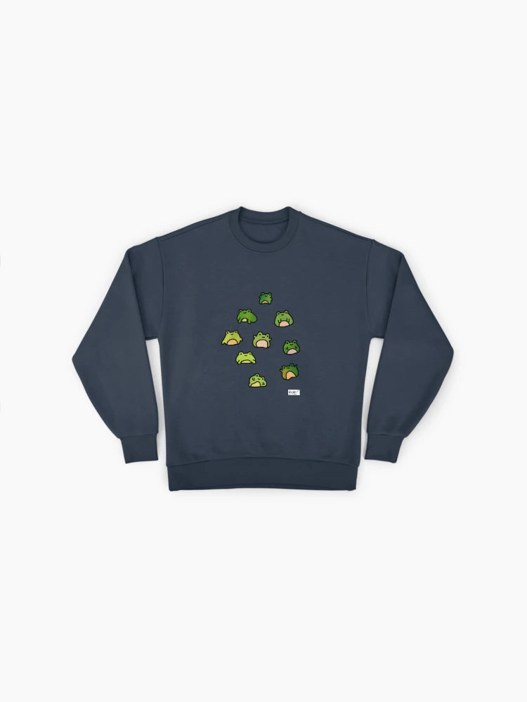 Frogs Doodle Art Sweatshirt, Premium Oversized Aesthetic Pullover