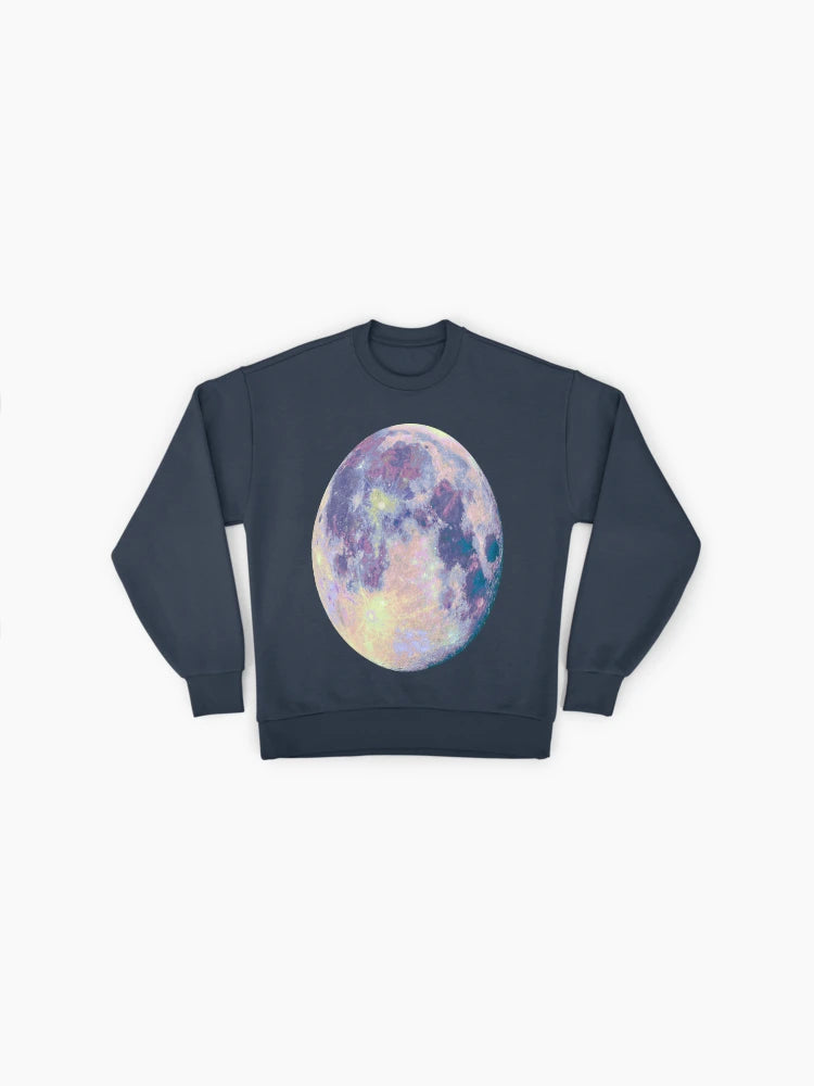 Celestial Moon Graphic Print, Premium Oversized Sweatshirt