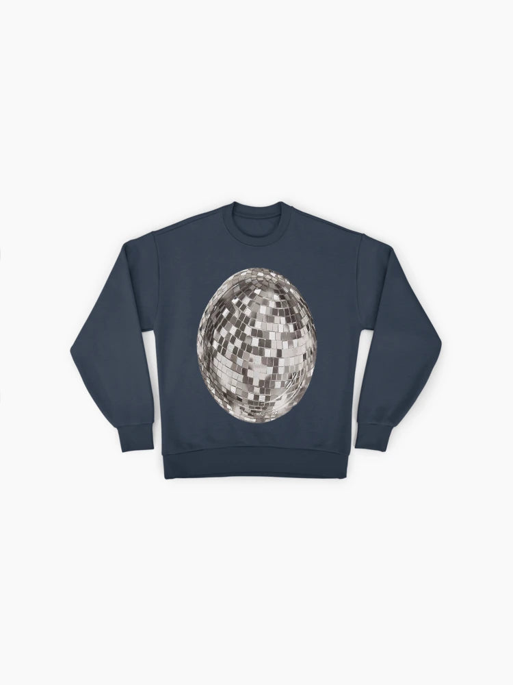 Mirrorball Graphic Sweatshirt, Premium Oversized Disco Style