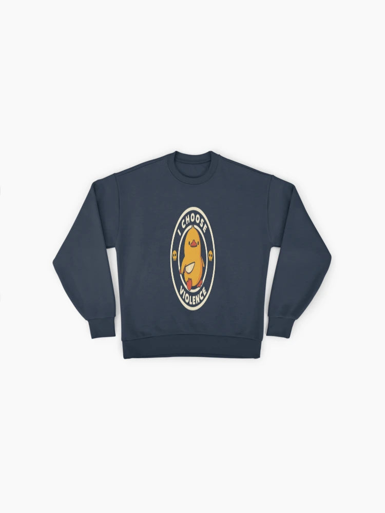 Funny 'I Choose Violence' Duck, Premium Oversized Sweatshirt