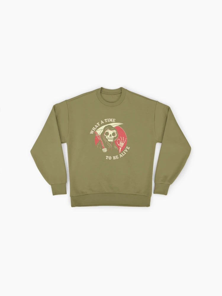 What A Time To Be Alive" Quote Sweatshirt, Modern Culture Top