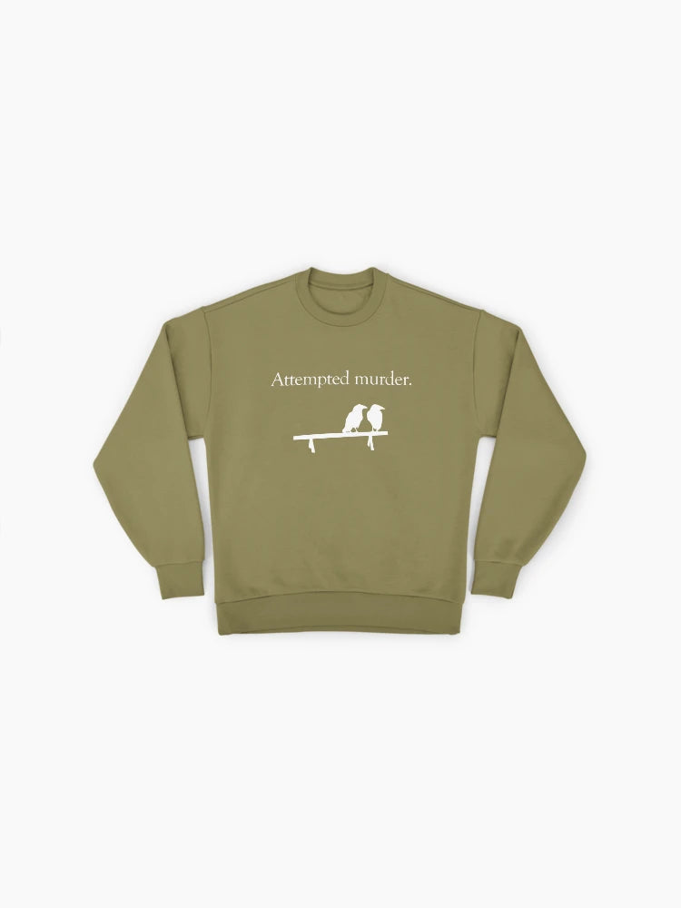 Attempted Murder Crow Sweatshirt, Funny Bird Watcher Pun Graphic