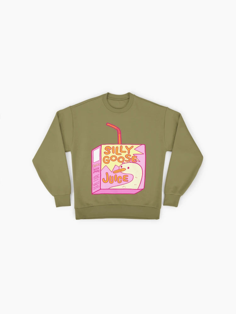 Silly Goose Juice" Funny Viral Meme Quote Oversized Sweatshirt