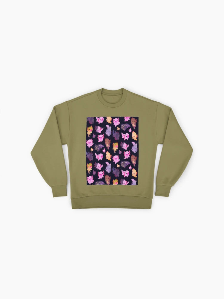 Happy Axolotl Oversized Sweatshirt, Cute Kawaii Animal Lover Gift