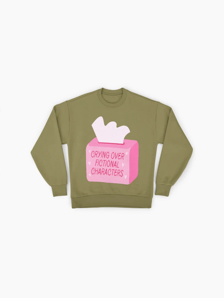 Crying Over Fictional Characters Sweatshirt | Bookworm Oversized Top