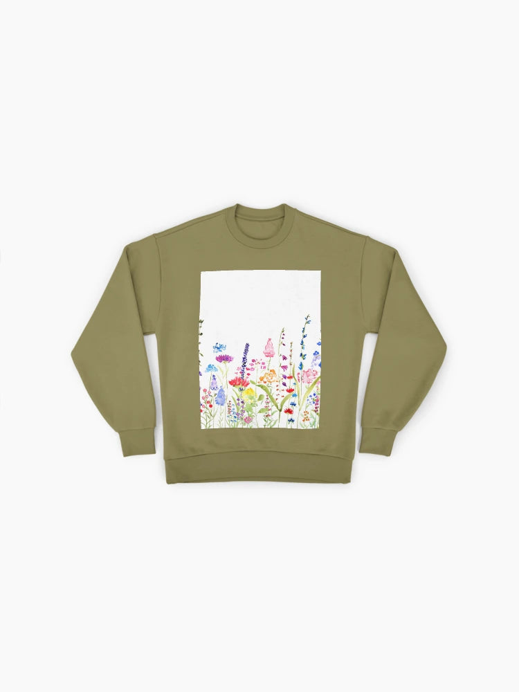 Wildflower Field Sweatshirt | Hand-Painted Colorful Oversized Top