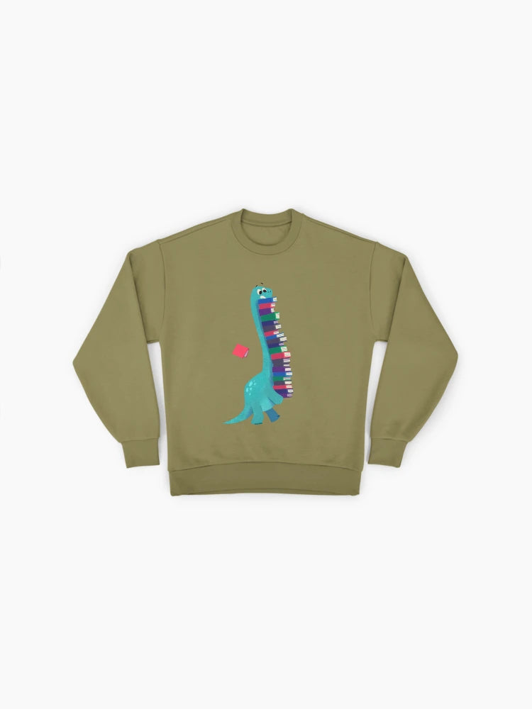 Book Dinosaurs Graphic Sweatshirt, Oversized Reader & Dino Lover Gift