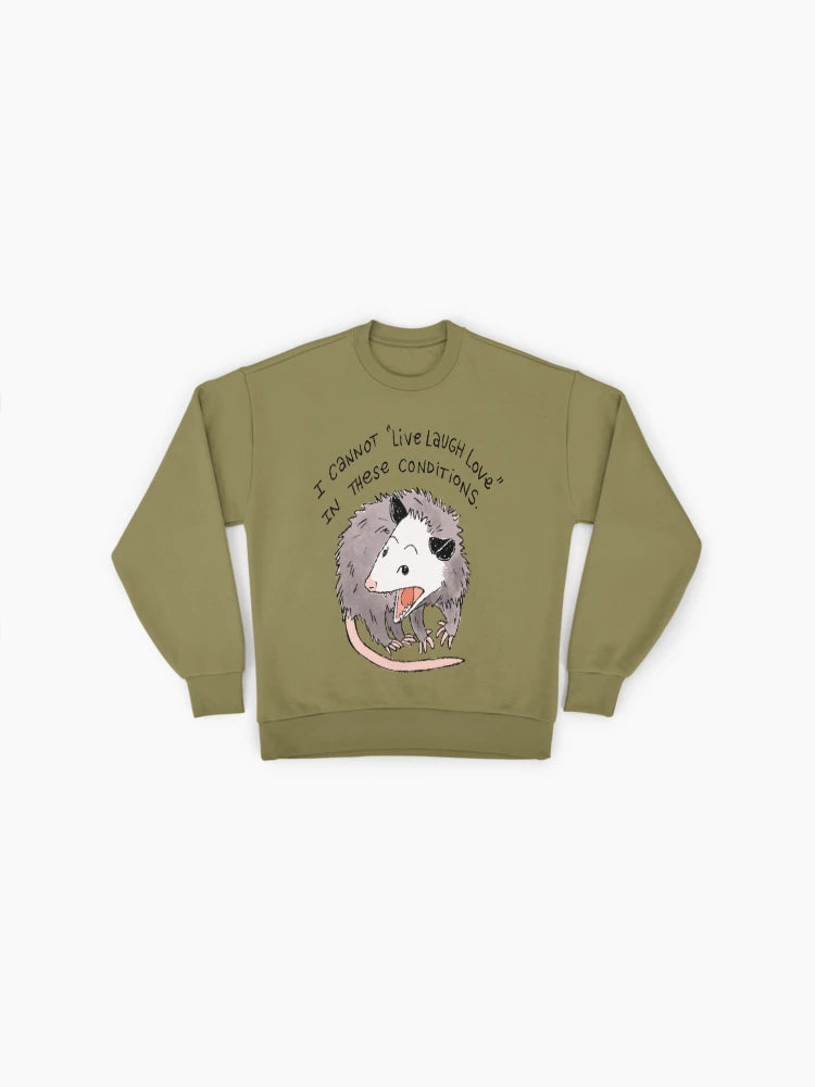 Live Laugh Love" Opossum, Funny Trash Animal Meme Sweatshirt