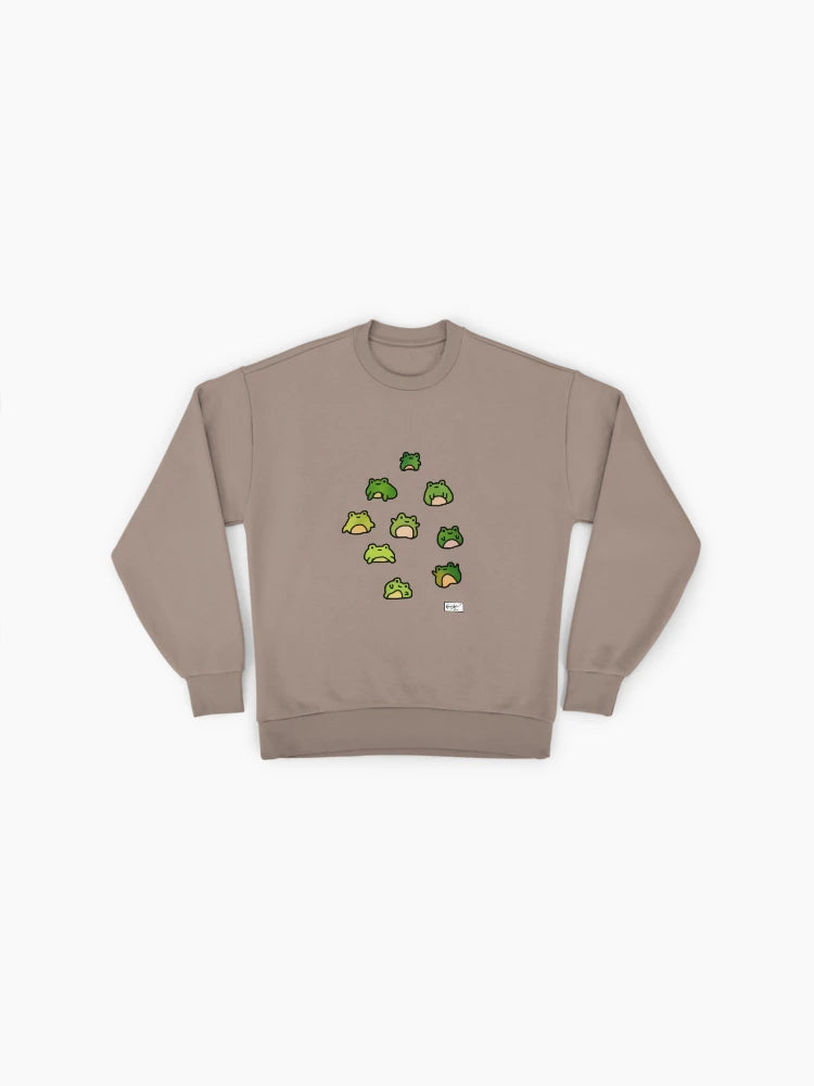 Frogs Doodle Art Sweatshirt, Premium Oversized Aesthetic Pullover