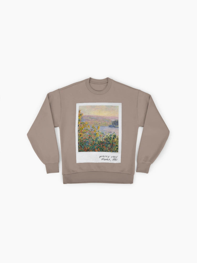 Monet "Pretty View" Art Sweatshirt | Impressionist Painter Oversized Top