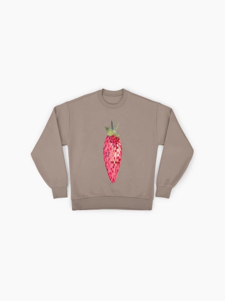Disco Ball Strawberry Graphic, Funky Oversized Sweatshirt
