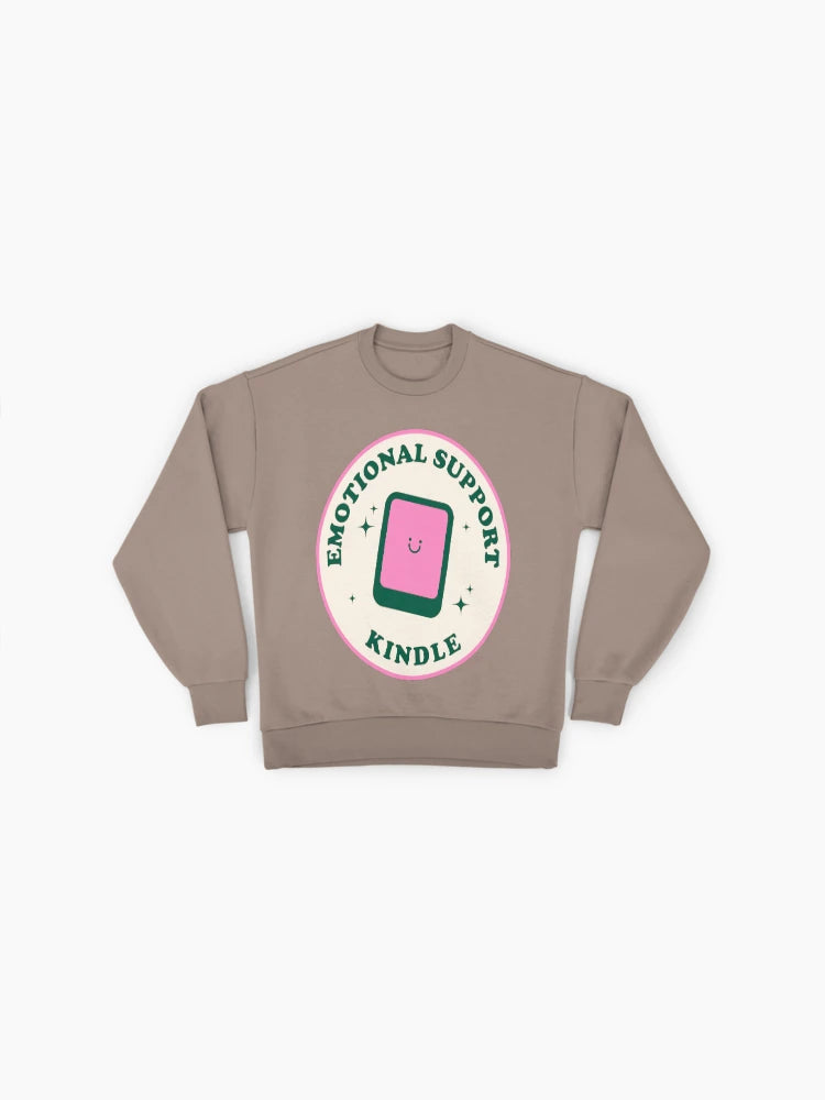 Emotional Kindle Sticker Sweatshirt | Pink & Green Reader Oversized Top