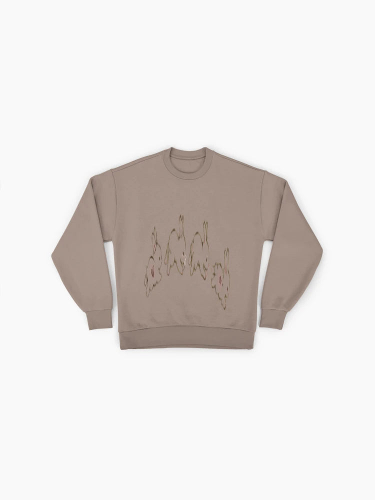 Coquette Illustrated Bunnies Sweatshirt | Dainty Aesthetic Oversized Top