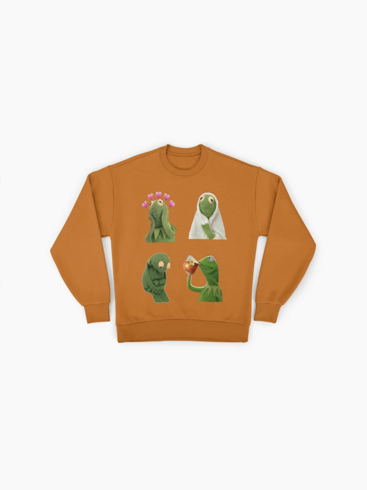 Kermit the Frog Meme Set Sweatshirt | Viral Internet Humor Top