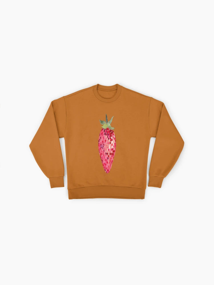 Disco Ball Strawberry Graphic, Funky Oversized Sweatshirt