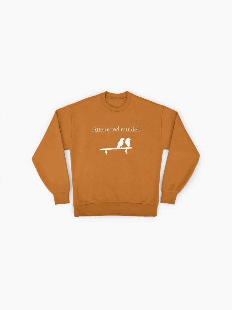 Attempted Murder Crow Sweatshirt, Funny Bird Watcher Pun Graphic