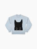 Minimalist Black Cat Graphic, Premium Oversized Sweatshirt