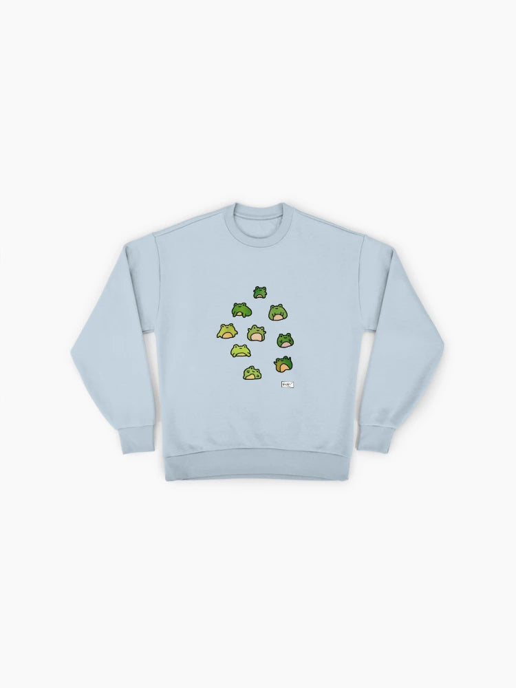 Frogs Doodle Art Sweatshirt, Premium Oversized Aesthetic Pullover