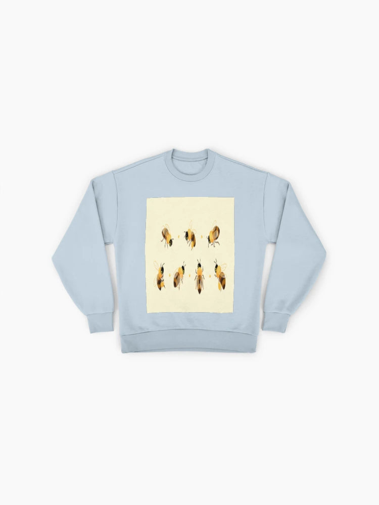 Artistic Honey Bees Graphic, Nature Inspired Oversized Sweatshirt