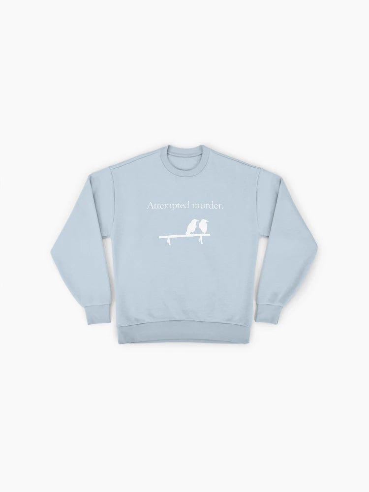 Attempted Murder Crow Sweatshirt, Funny Bird Watcher Pun Graphic