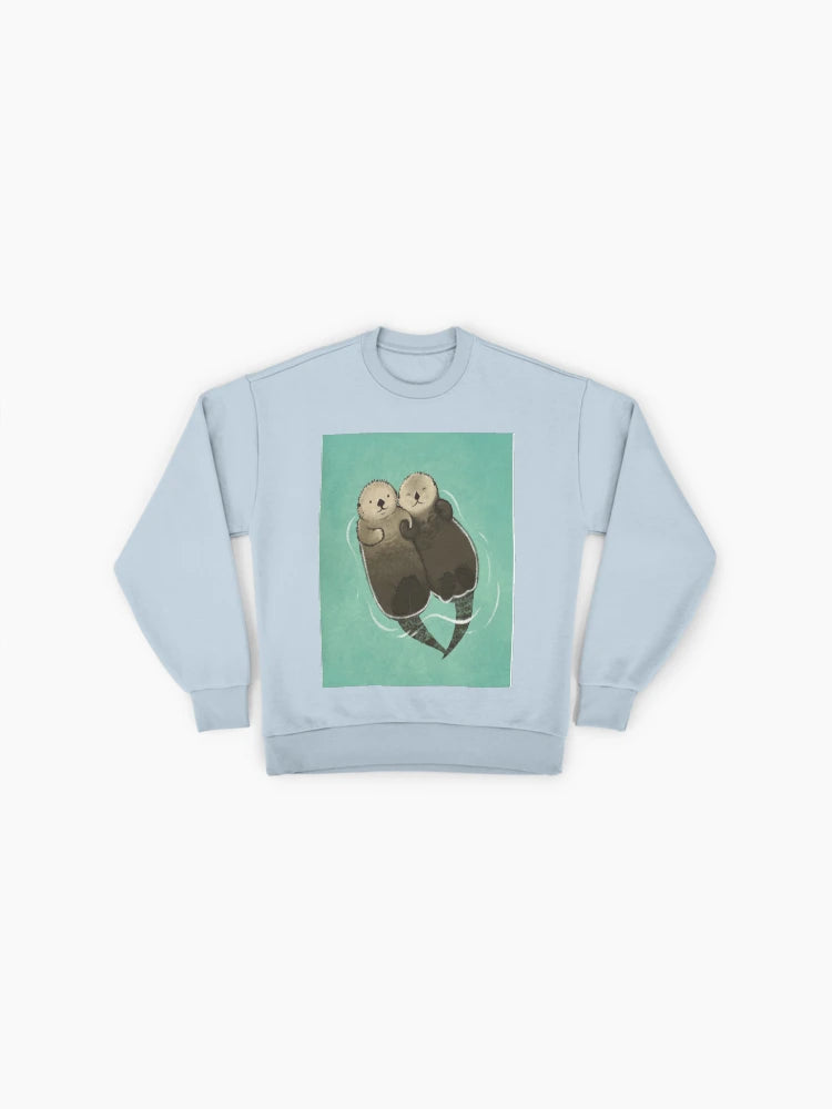 Significant Otters Holding Hands Sweatshirt, Cute Animal Couple Top