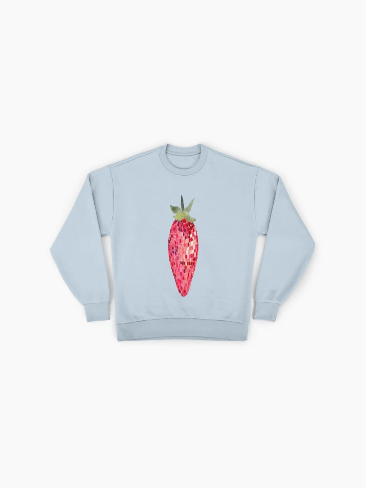 Disco Ball Strawberry Graphic, Funky Oversized Sweatshirt