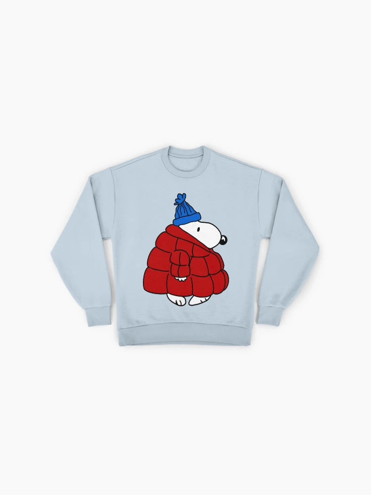 Puffer Coat Snoopy Sweatshirt | Cozy Winter Cartoon Dog Oversized Top