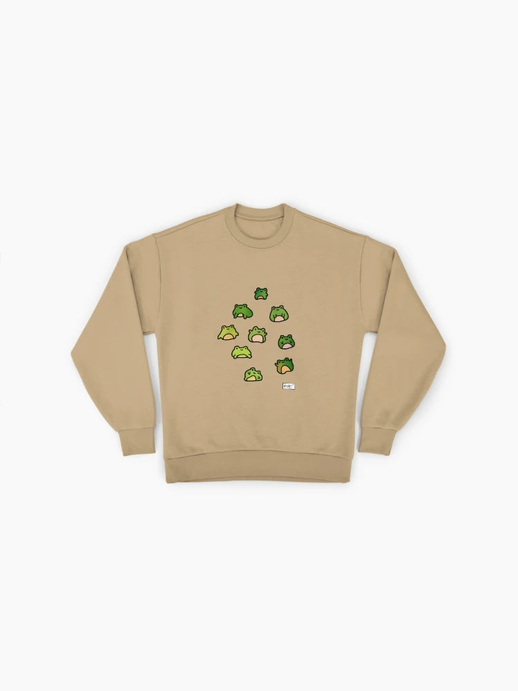Frogs Doodle Art Sweatshirt, Premium Oversized Aesthetic Pullover