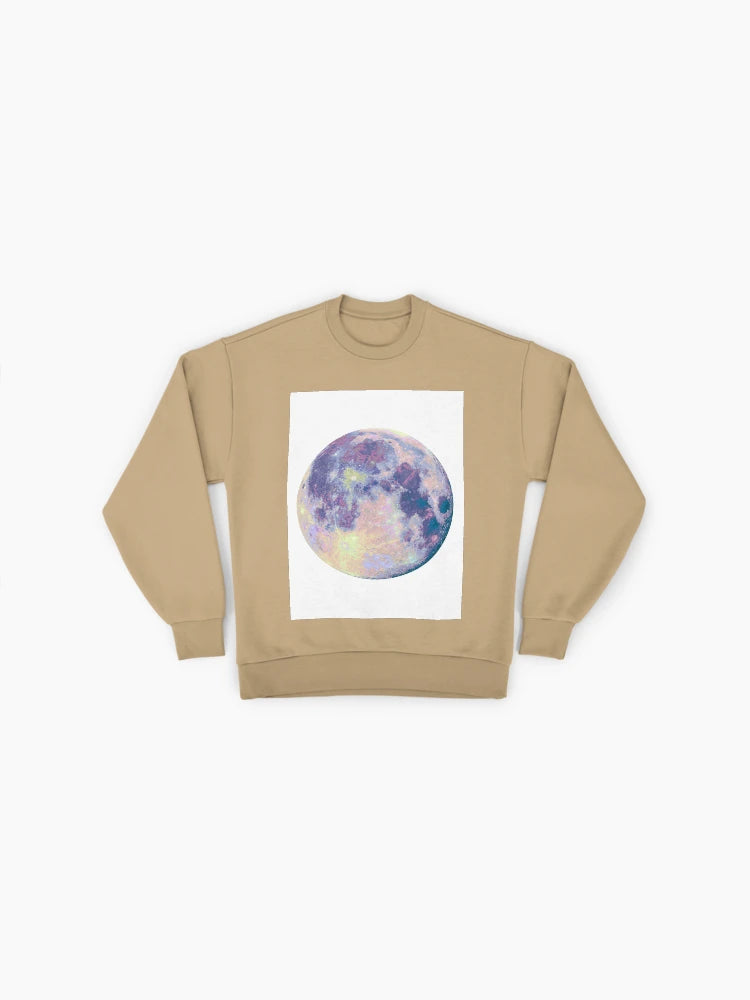 Minimalist Moon Graphic Sweatshirt, Celestial Aesthetic Oversized