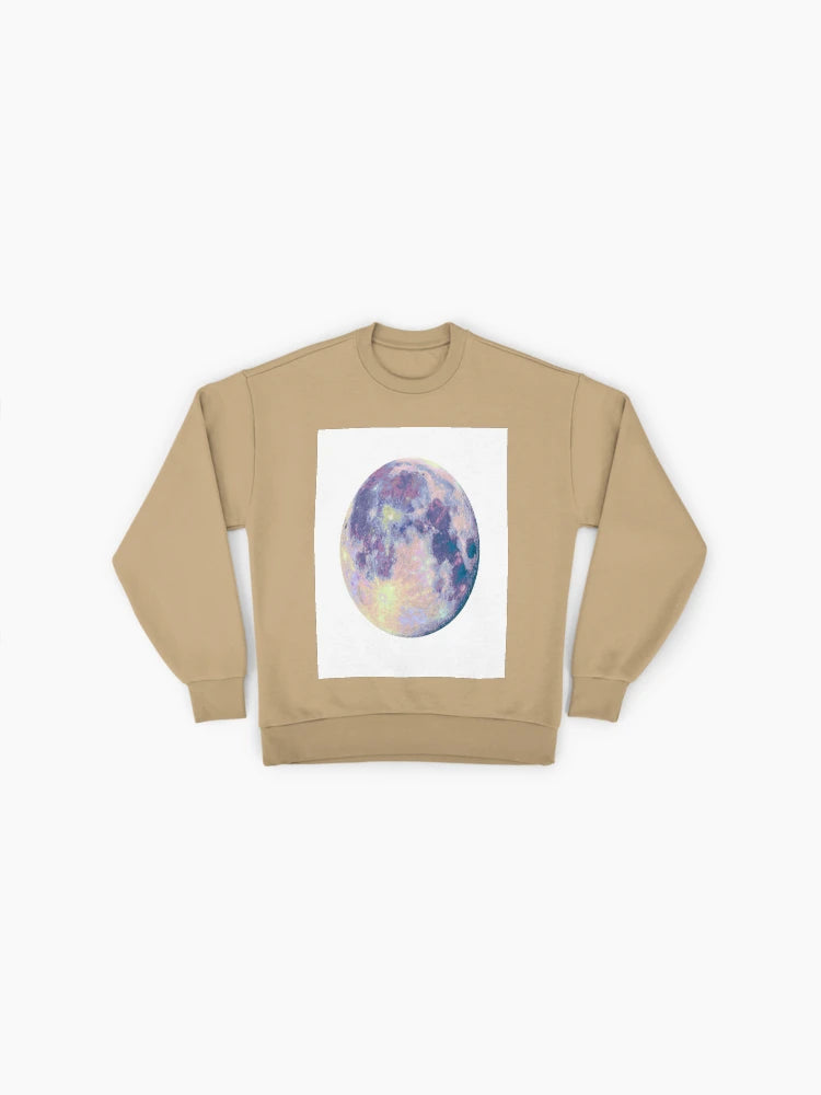 Minimalist Moon Graphic, Celestial Themed Oversized Pullover