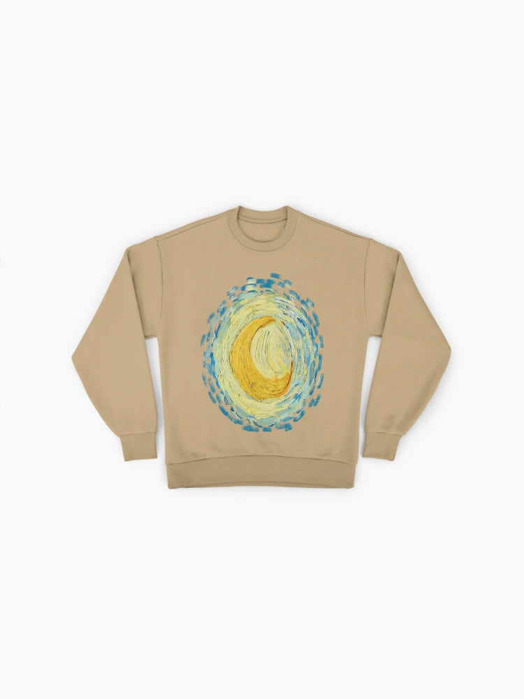Minimalist Moon Graphic Sweatshirt, Simple Celestial Art Top