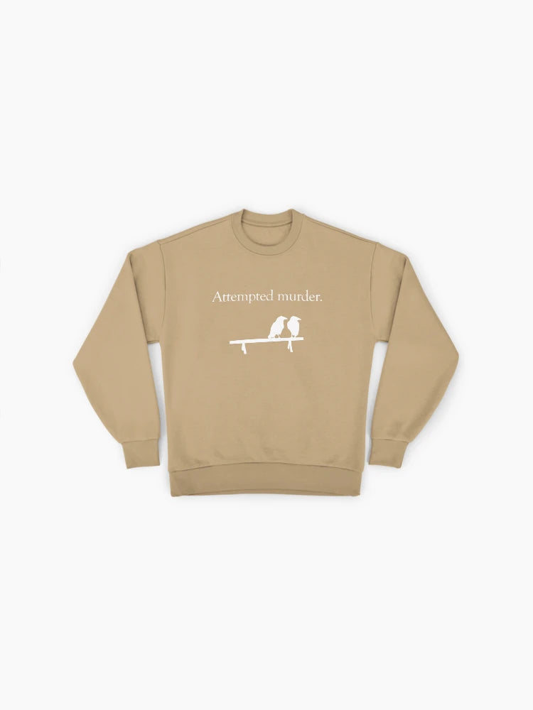 Attempted Murder Crow Sweatshirt, Funny Bird Watcher Pun Graphic